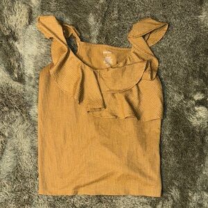Nine West Mustard Ruffled Blouse